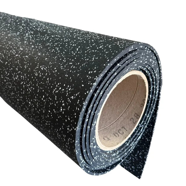 Rubber Roll Flooring 4"x25" 8mm 5/16" Grey Speckles