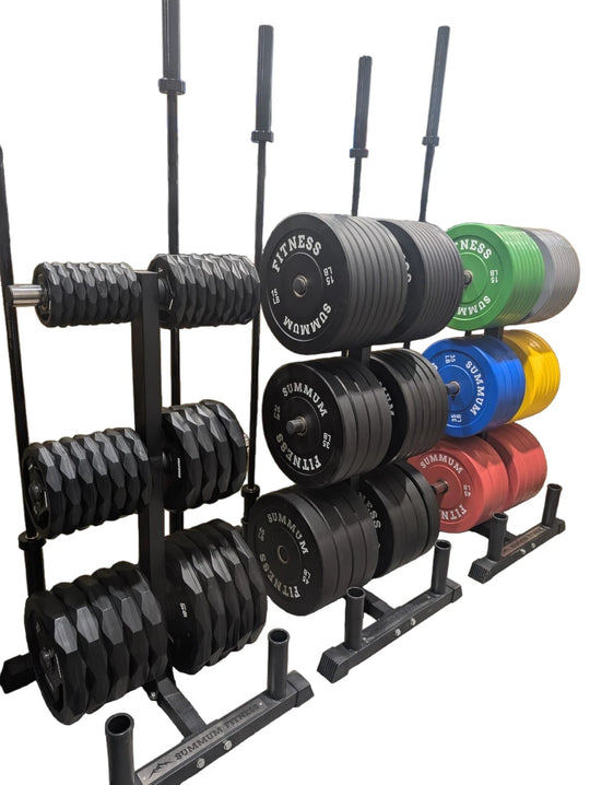 Olympic Weight Plate Rack w/ Barbell Storage - Summum Fitness