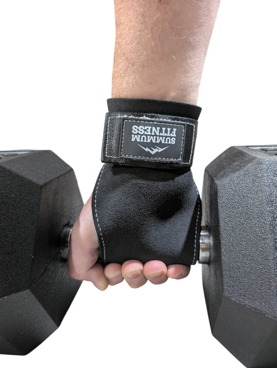 Poignées de levage pour protection des paumes et des mains avec bandage pour poignet, paire noire