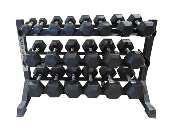 5-50 lb Hex Dumbbell Set with 3 Tier Rack