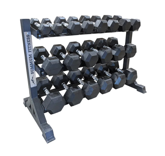5-50 lb Hex Dumbbell Set with 3 Tier Rack
