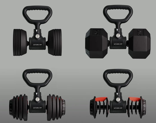 Poignée style kettlebell rotative pour haltères