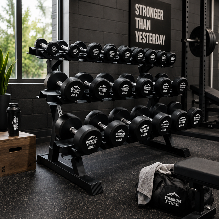 Hexagonal Dumbbells & Rack Bundle
