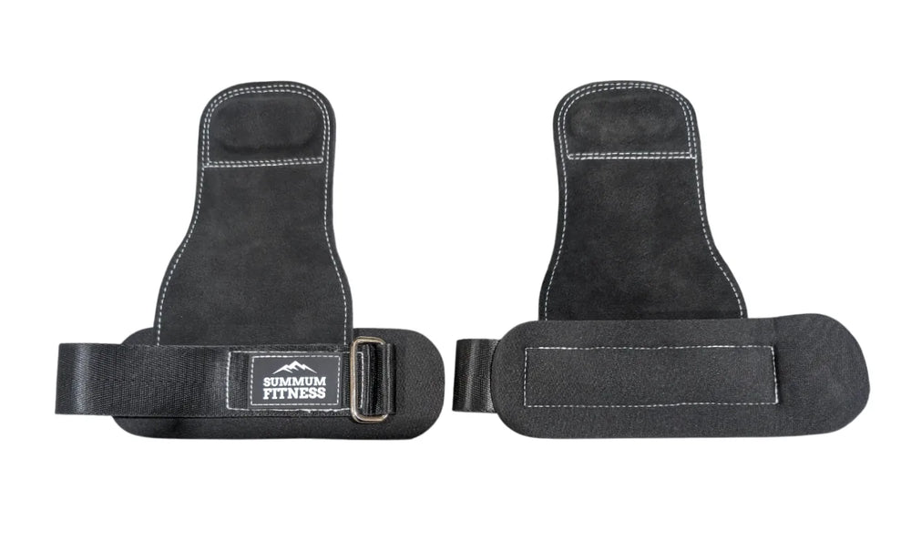 Poignées de levage pour protection des paumes et des mains avec bandage pour poignet, paire noire