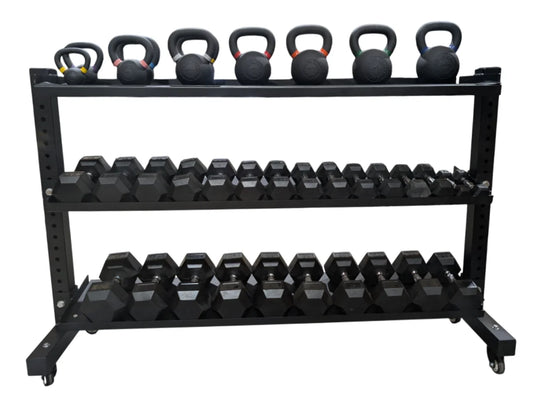Support Horizontal Commercial pour Haltères/Kettlebells à 3 niveaux