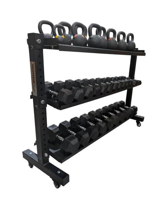 Support Horizontal Commercial pour Haltères/Kettlebells à 3 niveaux