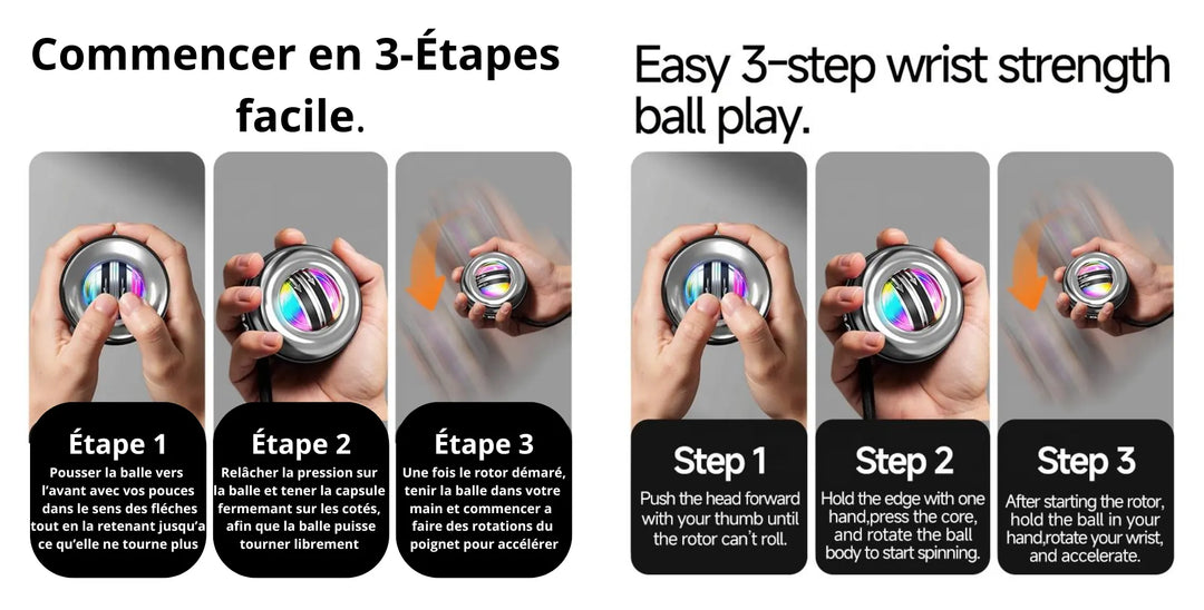 Entraîneur de mains et avant-bras Gyro Ball/Power Ball