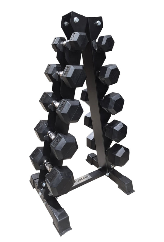 5-25 lb Hex Dumbbell Set with 5 Pairs Vertical Rack